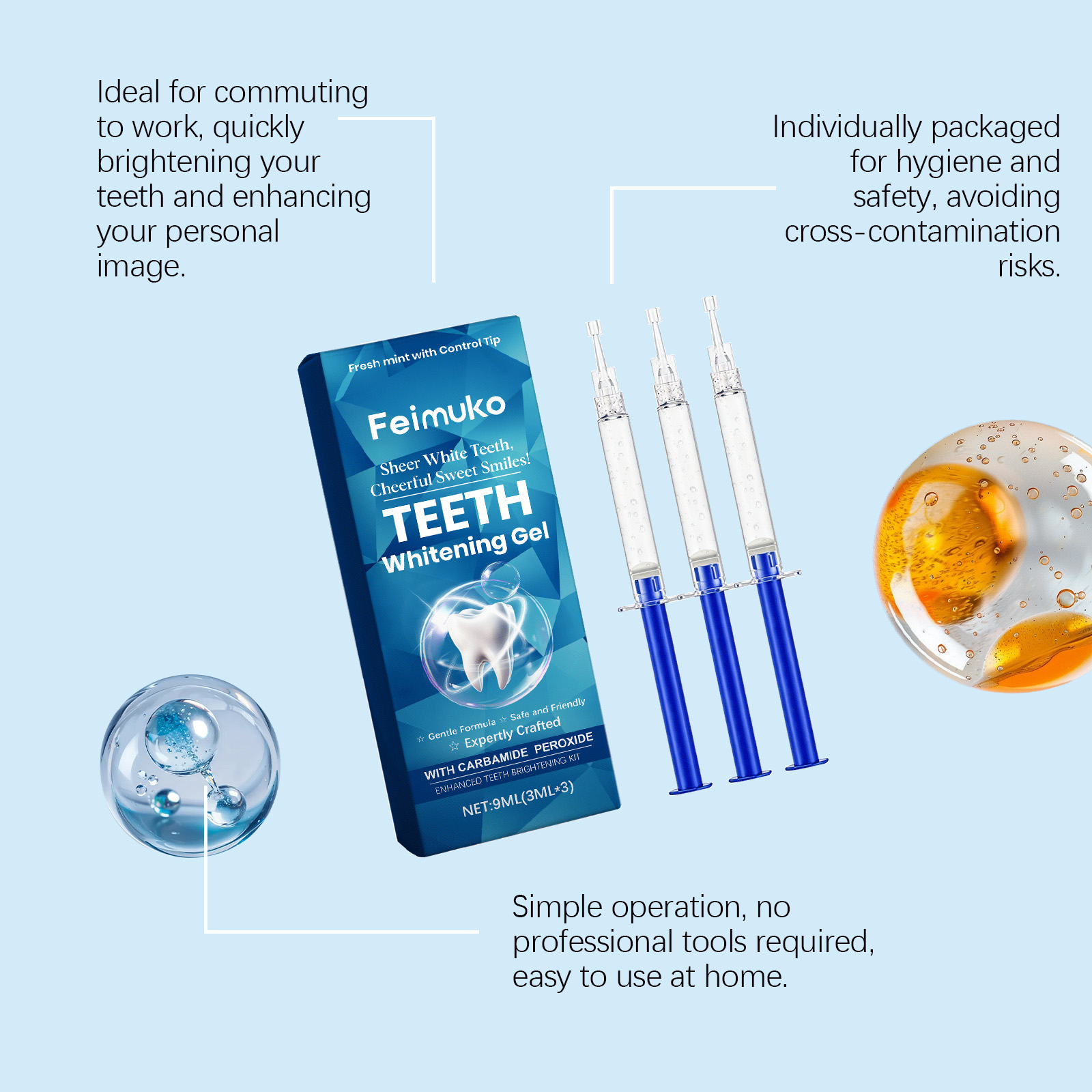フェイムコ 歯のホワイトニングジェル 3個入りセット フレッ - Teeth Whitening Kit のレビューと価格